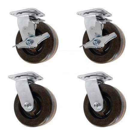 Casterhq 6"x2" HIGH Temperature PHENOLIC Wheel, Swivel Caster, 2 w, PK4 HD-HTSO6ASB